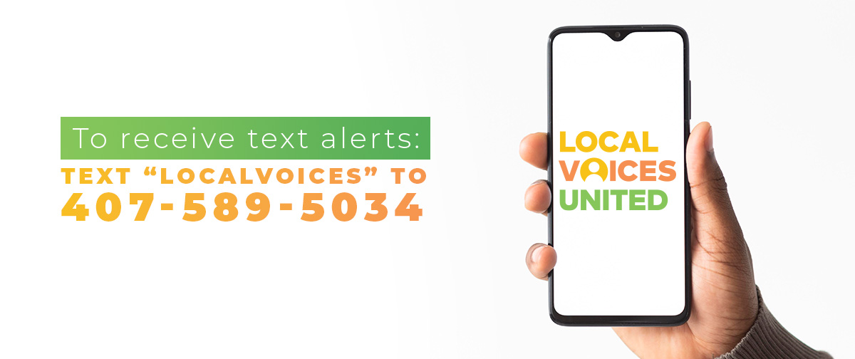 To receive text alerts, text "Localvoices" to 50457